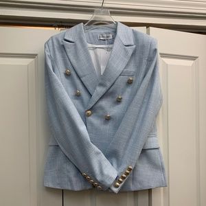 Shop Kultivate Light Blue Linen Jacket with Gold Buttons 3XL - Brand New